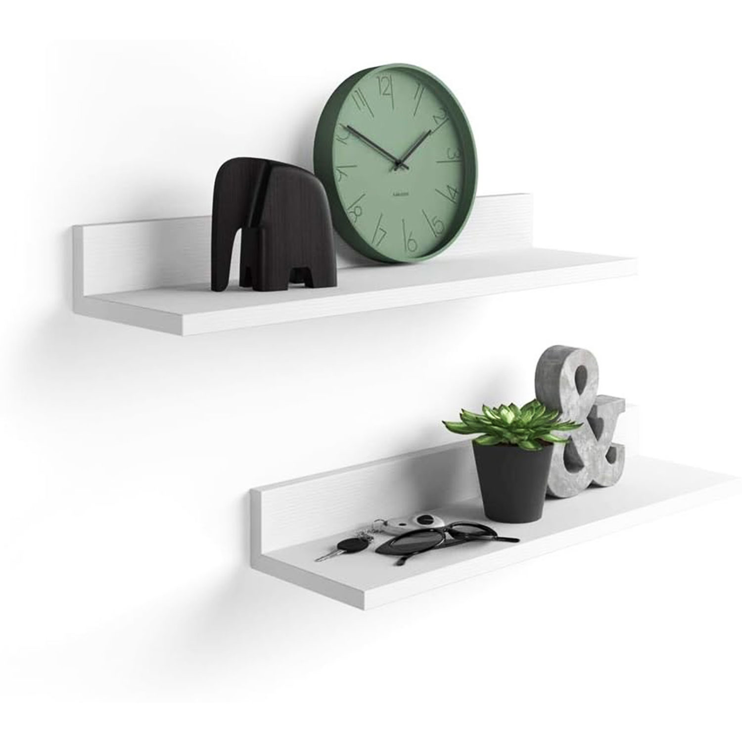 Importclick - Set 4 Repisas Flotantes Rectas Soporte Blanco 2 De 40 Cm Y 2 De 60 Cm