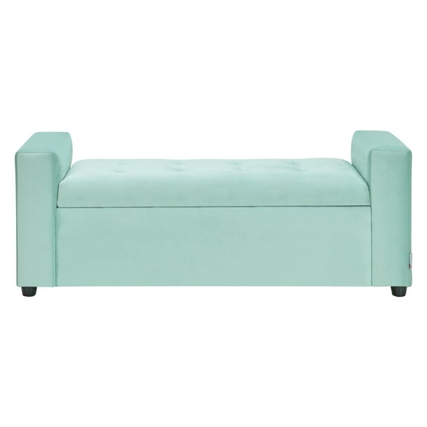 Banqueta Baul Lawin 2c Felpa 30 Verde Agua