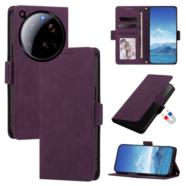 Funda Billetera Delgada para Xiaomi 15 Ultra con Ranuras y Soporte Morado oscuro