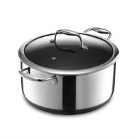 Antiadherente Híbrido Stockpot Hexclad De 8 Litros Con Tapa De Vidrio De Inducción