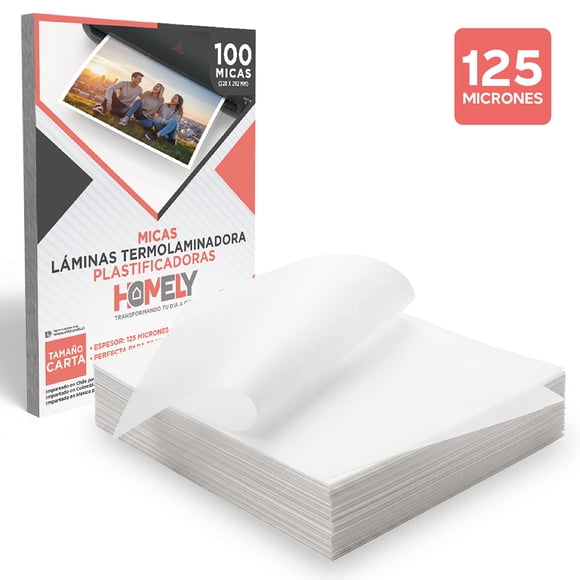 Láminas Termolaminadora Carta Homely 100 Micas 125 Micrones Plastificadora