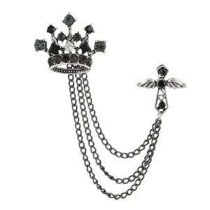 Genérico - Broche De Corona Para Hombre, Cadenas Colgantes, Pin De Solapa Para Vestido, Novio, Regalo Para Padre, Negro
