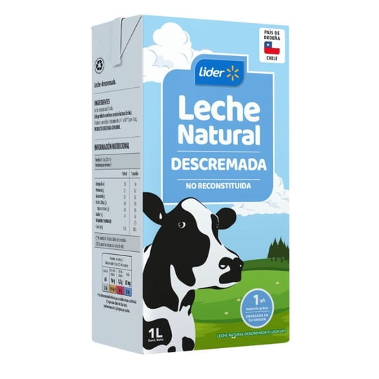 Leche Blanca Descremada Caja 1 L Lider