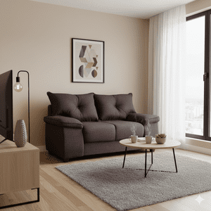 Intermuebles - Sofá Fortaleza 2 Cuerpos Tela Chocolate