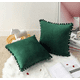 thumbnail image 2 of Pack de 2 Fundas de Cojines Terciopelo con Pompones 45x45 cm Verde, 2 of 2