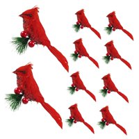 Ioensy - 10 Pájaros Artificiales Navideños Rojos Con Clip Para Patio Exterior