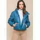 thumbnail image 1 of Chaqueta Puff Con Capucha Y Cierre De Cuero Sintético Pu Ccwholesalesclothings Azure, 1 of 5