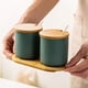 thumbnail image 5 of Juego de 2 tarros de especias de cerámica OnePine, azucarero de cerámica con cuchara y tapa de bambú para té, azúcar, sal y especias en casa y en la cocina., 5 of 5