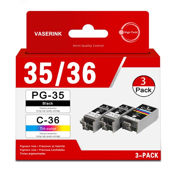 Paquete de valor de cartuchos de tinta PGI-35/CLI-36, repuesto compatible con Canon 35/36, paquete de 3 para impresoras iP100, iP110, TR150, TR160, Mini260 y Mini320 (2 negros, 1 color)