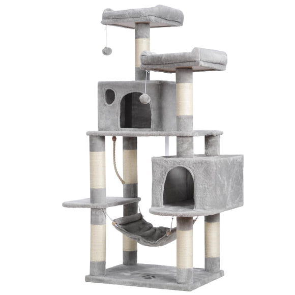 Muebles de condominio Cat Tree Hey-Brother de varios niveles, gris claro