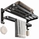 thumbnail image 1 of Soporte Plegable De Pared Para Toallas Aluminio Con Gancho 50cm negro, 1 of 5