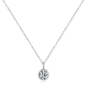Collar Heshpaws Anuclub Moissanite Redondo 6Mm 1Ct Plata 925 Mujer