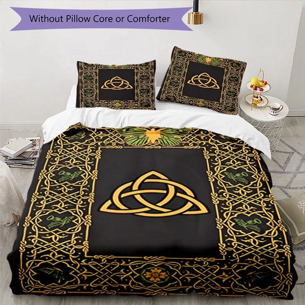 3pcs Keltic Knot-Inspired Bedding Set - Includes 1 Cover & 2 Pillowcases, Breathable Polyester, Machine Washable - Perfect for All Seasons S751, Allseason Comfort|Knot Design|Zippered Cover, Bedding S