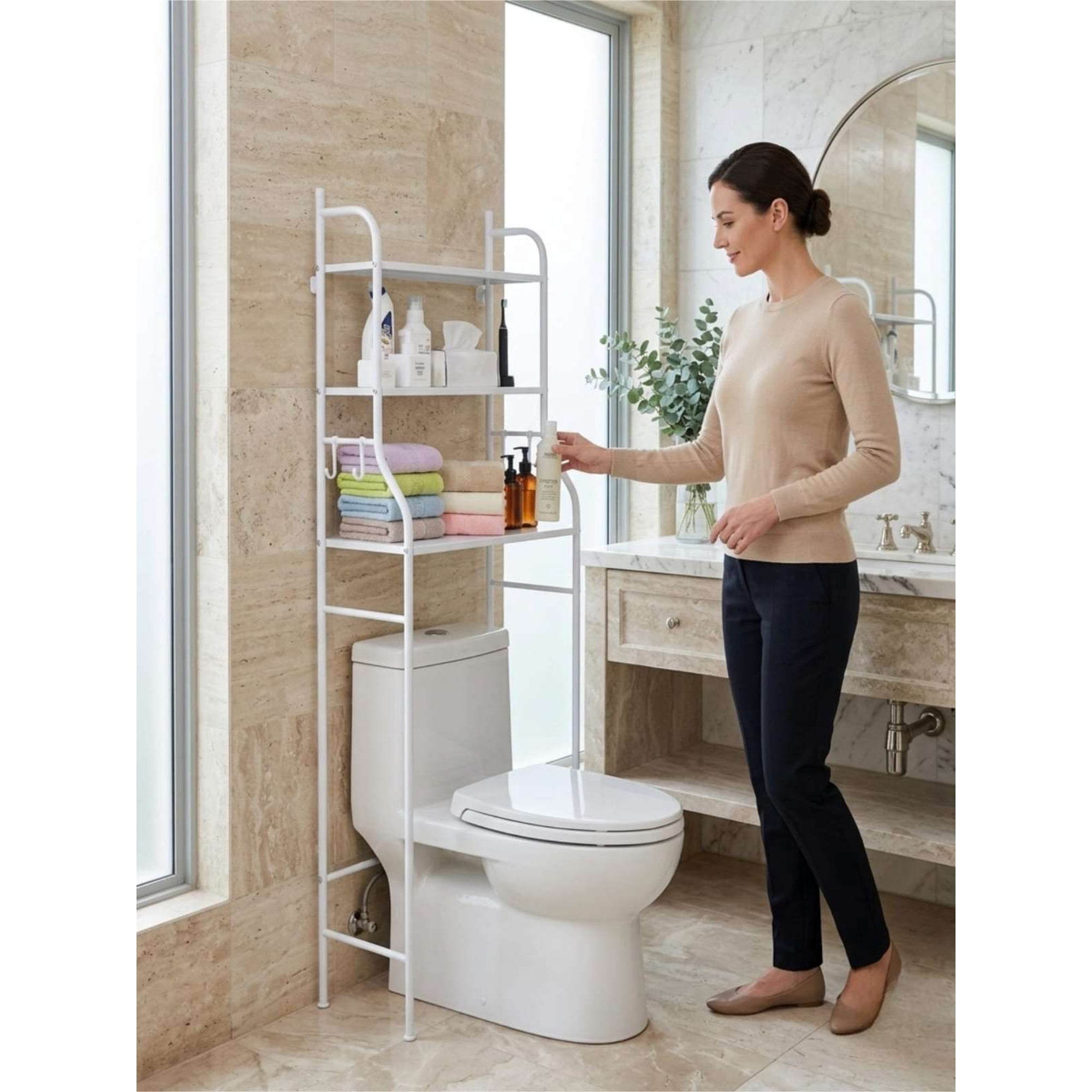 Todo Para El Hogar - Estante Organizador De Baño Sobre Inodoro 3 Niveles Metal
