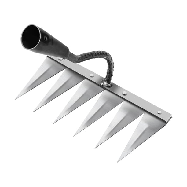Herramienta extractora tradicional, herramienta de jardín, solo cabeza, extractor, aflojamiento, aflojamiento, jardín portátil, para plantar agr , Acero de 6 dientes