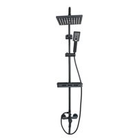 Importclick - Ducha Columna Llave Monomando Moderna Cuadrada Acero Negro