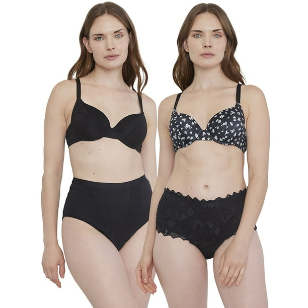 Sostén Mujer Bipack Liso Print Copa B Negro Corona