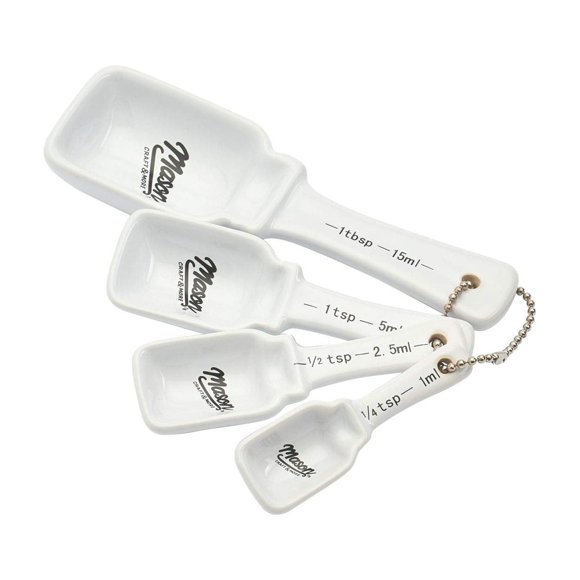Juego de cucharas medidoras de cerámica Mason Craft & More White (1 cucharada, 1 cucharadita, 1/2 cucharadita, 1/4 cucharadita)