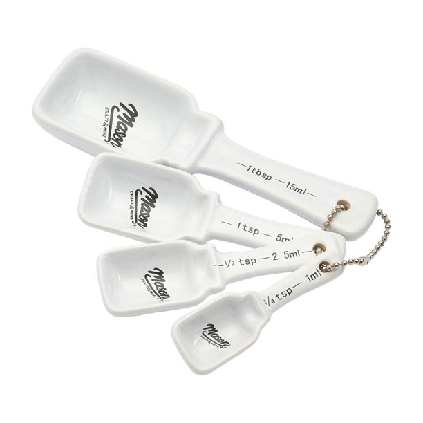 Juego de cucharas medidoras de cerámica Mason Craft & More White (1 cucharada, 1 cucharadita, 1/2 cucharadita, 1/4 cucharadita)