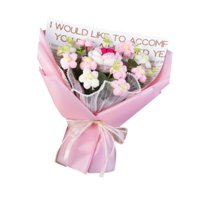 Magideal - Ramo De Flores De Ganchillo, Adorno De Ramo De Punto, Decoración Del Hogar Hecha A Mano Para El Día De La Madre, San Valentín, Boda, Regalo Para Mujer Rosa