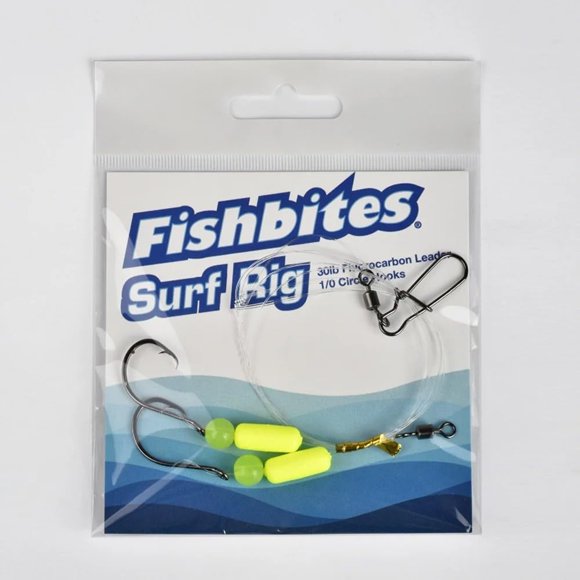 FishBites Rig de Surf para Pesca con líder de fluorocarbono de 30 lb