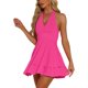 thumbnail image 4 of INSPIRE CHIC Vestido Halter para Mujer Escote en V Profundo Sin Espalda Vestido de Fiesta en Capas Mini Vestidos Rosa Fucsia XL, 4 of 5