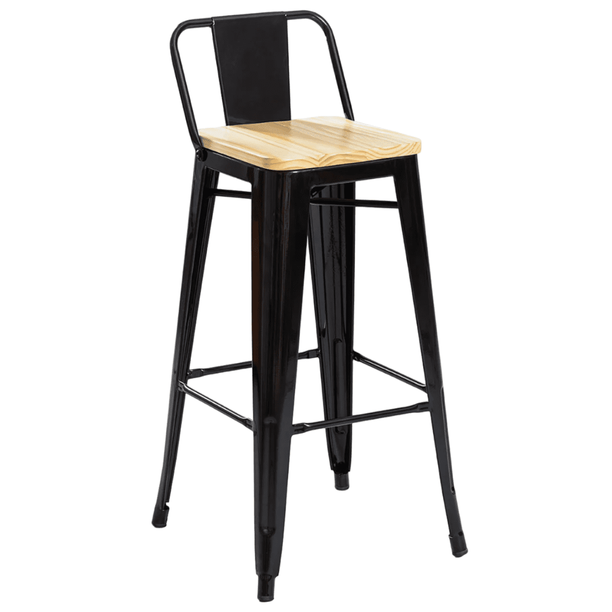 Moboi - Taburete Tolix Madera Negro 66cm