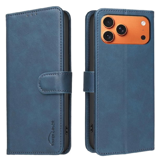 Funda Billetera para iPhone 17 Pro Protección RFID y Soporte Ajustable Azul