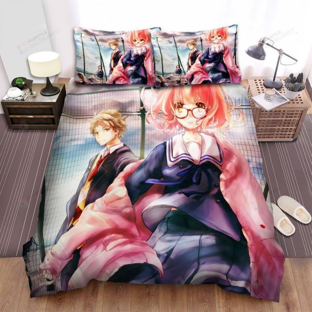 Kyoukai No Kanata Characters School Terrace Quilt Duvet Cover Set Soft3-Piece Bedding Set