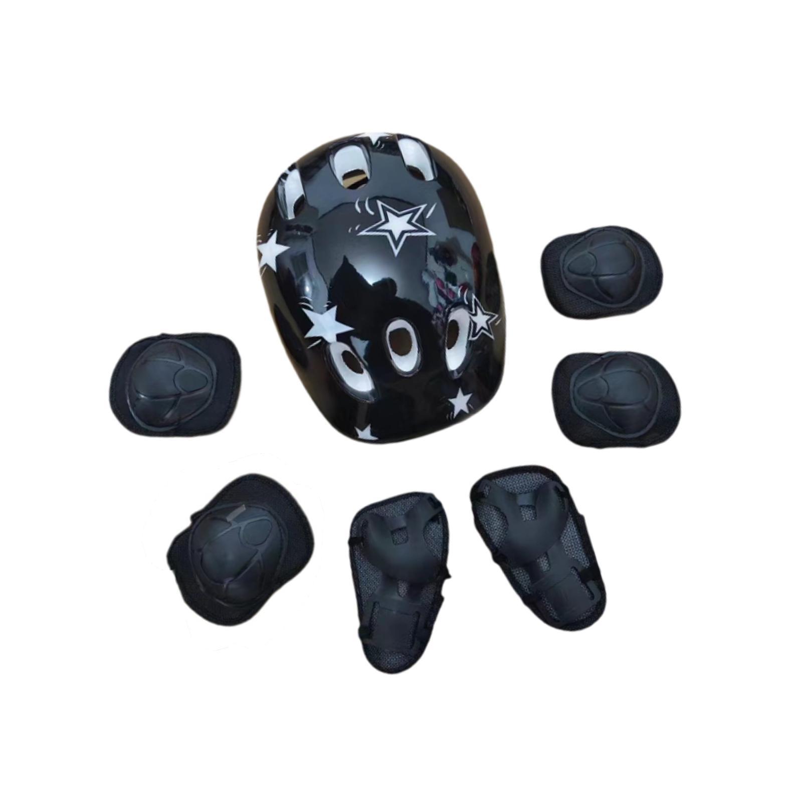 Magideal - Juego De 7 Piezas De Casco De Bicicleta Para Niños, Casco De Monopatín, Gorra Cómoda, Casco De Patín Ajustable Para Patinaje Sobre Ruedas Al Aire Libr