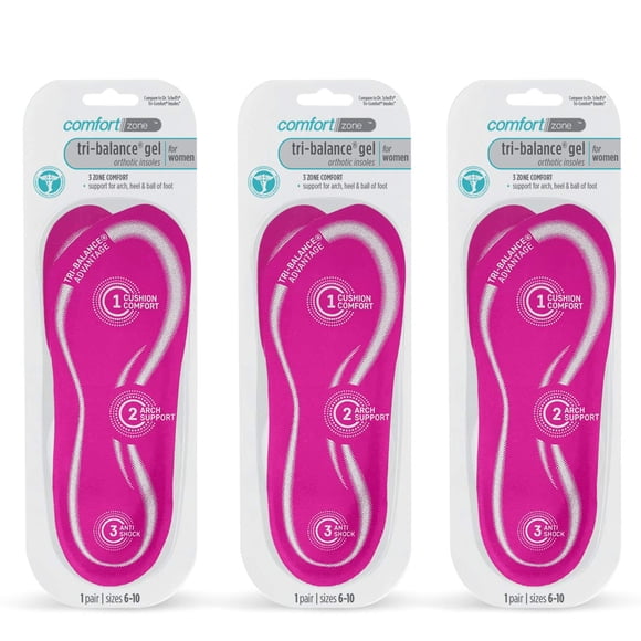 Plantillas ortopédicas Comfort Zone Tri-Balance Gel para mujer
