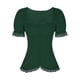 thumbnail image 1 of INSPIRE CHIC Camisa Victoriana de Halloween para Mujer con Escote Corazón, Manga Abullonada, Blusa Gótica con Cordones XS Verde Oscuro, 1 of 6