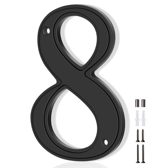 Número de casa 8 Emotionlite de aleación de zinc negra de 13 cm