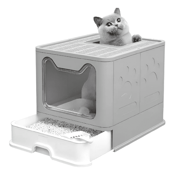 Arenero Cerrado Roro Caja De Arena Para Gatos Arenero Cuadrado Baño Sanitario Gato Roro Color Gris