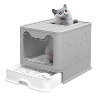 Genérico - Arenero Cerrado Roro Caja De Arena Para Gatos Arenero Cuadrado Baño Sanitario Gato Roro Color Gris