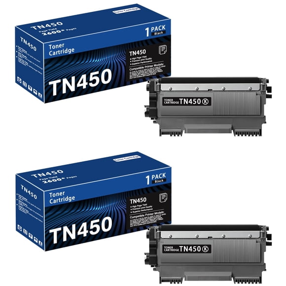 Paquete de 2 cartuchos de tóner TN450 negro de alto rendimiento para Brother
