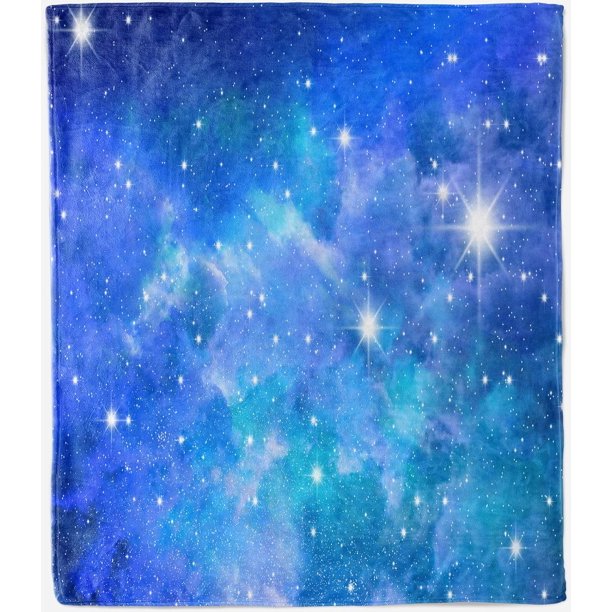 Galaxy Throw Blanket Soft Lightweight Flannel Fleece Blanket with Space Blue Nebula Stars Print Pattern for Couch Sofa Bed Travel All Season Decor Blanket for Kids Boys Adult Single