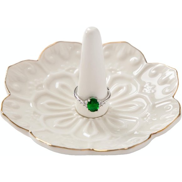 HOMEGOAL Ceramic Ring Holder Dish for Jewelry, Decorative Mandala