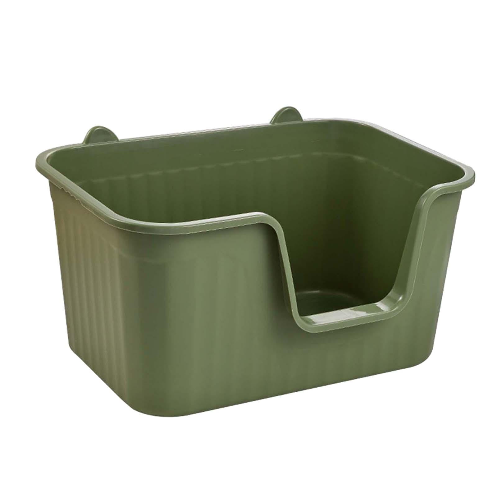 Caja De Arena Para Gatos, Orinal, Fácil De Limpiar, A Prueba De Salpicaduras, Bandeja De Arena Para Mascotas Con Parte Superior Abierta, Verde, XL