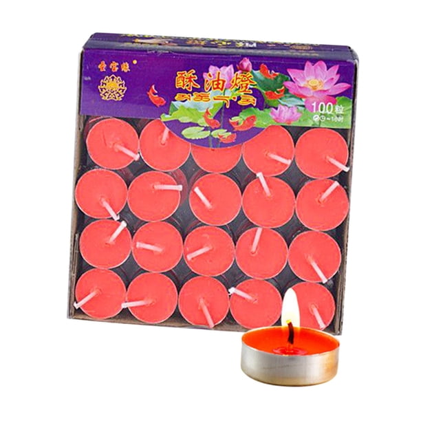 ligeras de té 100x decorativas Cáscara de aluminio sin perfume Cera de té Mini románticas de larga duración para ceremonias de rojo