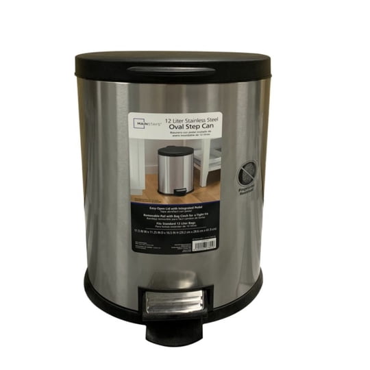 Basurero 12l Ova Acero Plateado 1 Un Mainstays