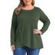 thumbnail image 1 of GRACIA Y GRANDEZA Blusas de Mujer Tallas Grandes con Botones, Dobladillo Cruzado, Cuello Redondo, Manga Larga, Texturizadas para Otoño e Invierno, Talla 1X Verde Militar, 1 of 7