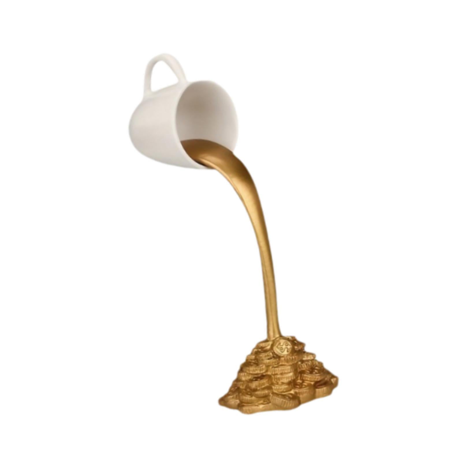 Bothyi - Taza De Café Flotante, Escultura En Forma De Taza, Para Cafetería, Oficina, Vertiendo, Derramando, Moneda, Figura Blanca