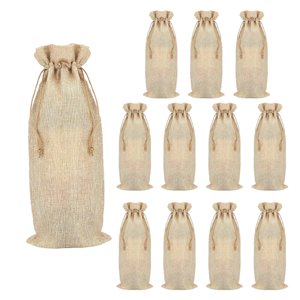 Bothyi - 12 Fundas De Arpillera Para Botellas, Transpirables, Para Mesa De Navidad, Cenas Y Fiestas, Color Beige