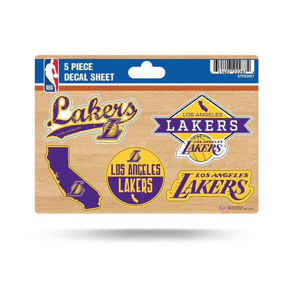 Calcomanías Rico Industries NBA Los Angeles Lakers, 5 piezas