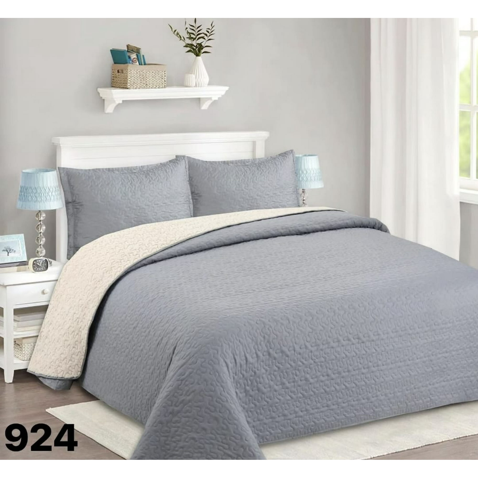 Genérico - Cubrecama Quilt Sherpa King - Gris M924