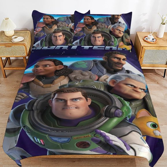 Lightyear Cartoon Bedding Sets Ultra Soft Skin-Friendly Duvet Cover 3 Piece, Cute Comforter Cover Bed Set for Boys Girls Kids