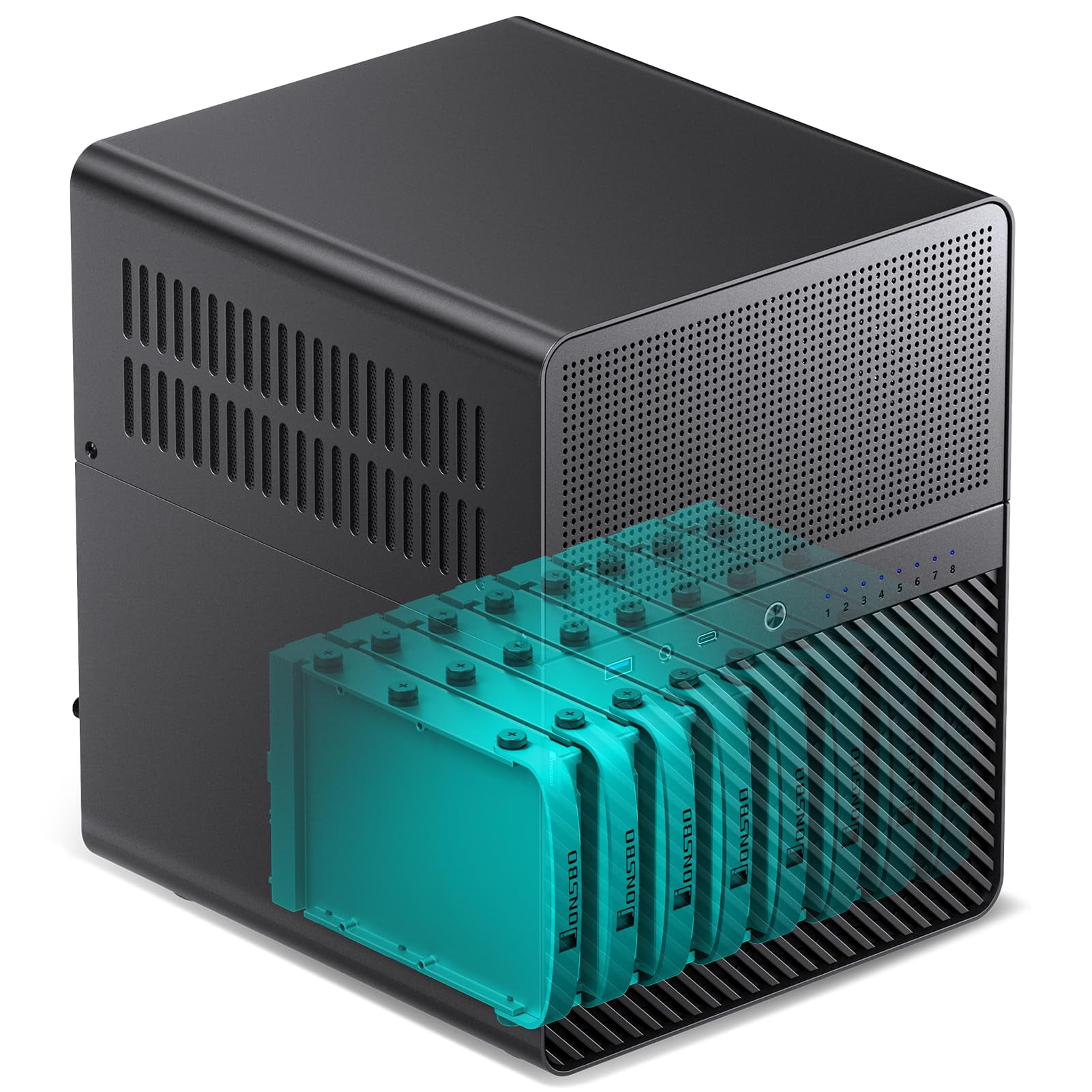 Chasis Para Pc Nas Jonsbo N3 Mini-itx Con 8 Compartimentos Hd+1 Ssdd