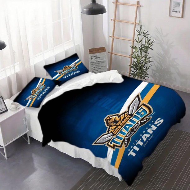 3pcs Golden Coast Titans Inspired Logo Duvet Cover Set - Printed Bedding Soft Duvet And Pillowcases