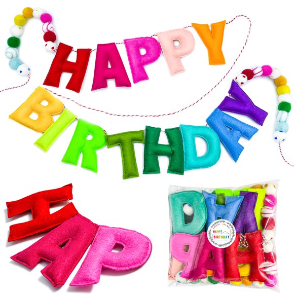 Guirnalda LAIPIAOSD Feliz Cumpleaños Arcoíris 2 m de Fieltro